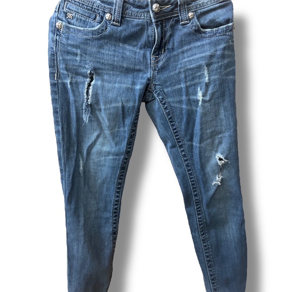 Super Cute y2k MISS ME Cross Embroidered Bootcut Jeans!